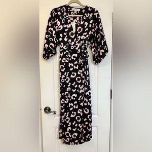 Liquorish Print Maxi Wrap Dress With Kimono Sleeves